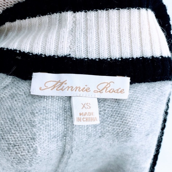 Minnie Rose Cashmere Sweater Gray Crewneck Rear Cut Out Cropped 3/4 Sleeve Sz XS - Picture 10 of 12